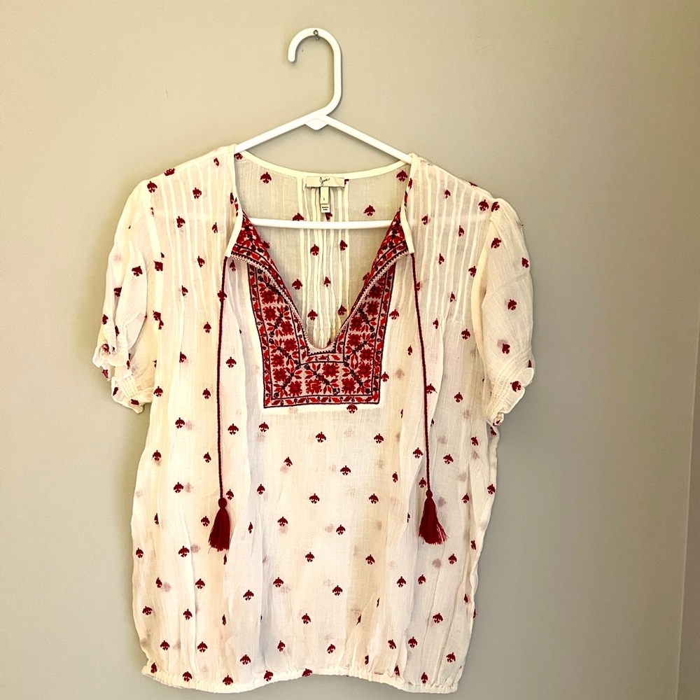 Joie Cotton Voile Embroidered Top